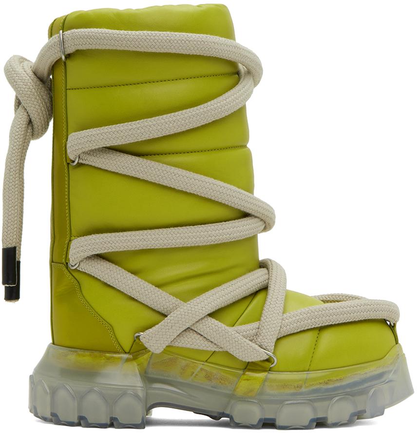 Rick Owens Green Lunar Tractor Boots | Lyst