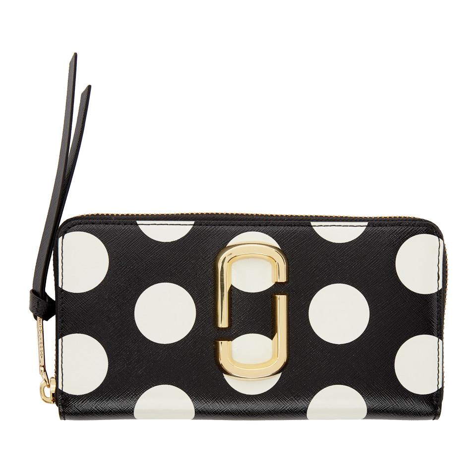 Marc Jacobs Leather Black Polka Dot Snapshot Standard Continental