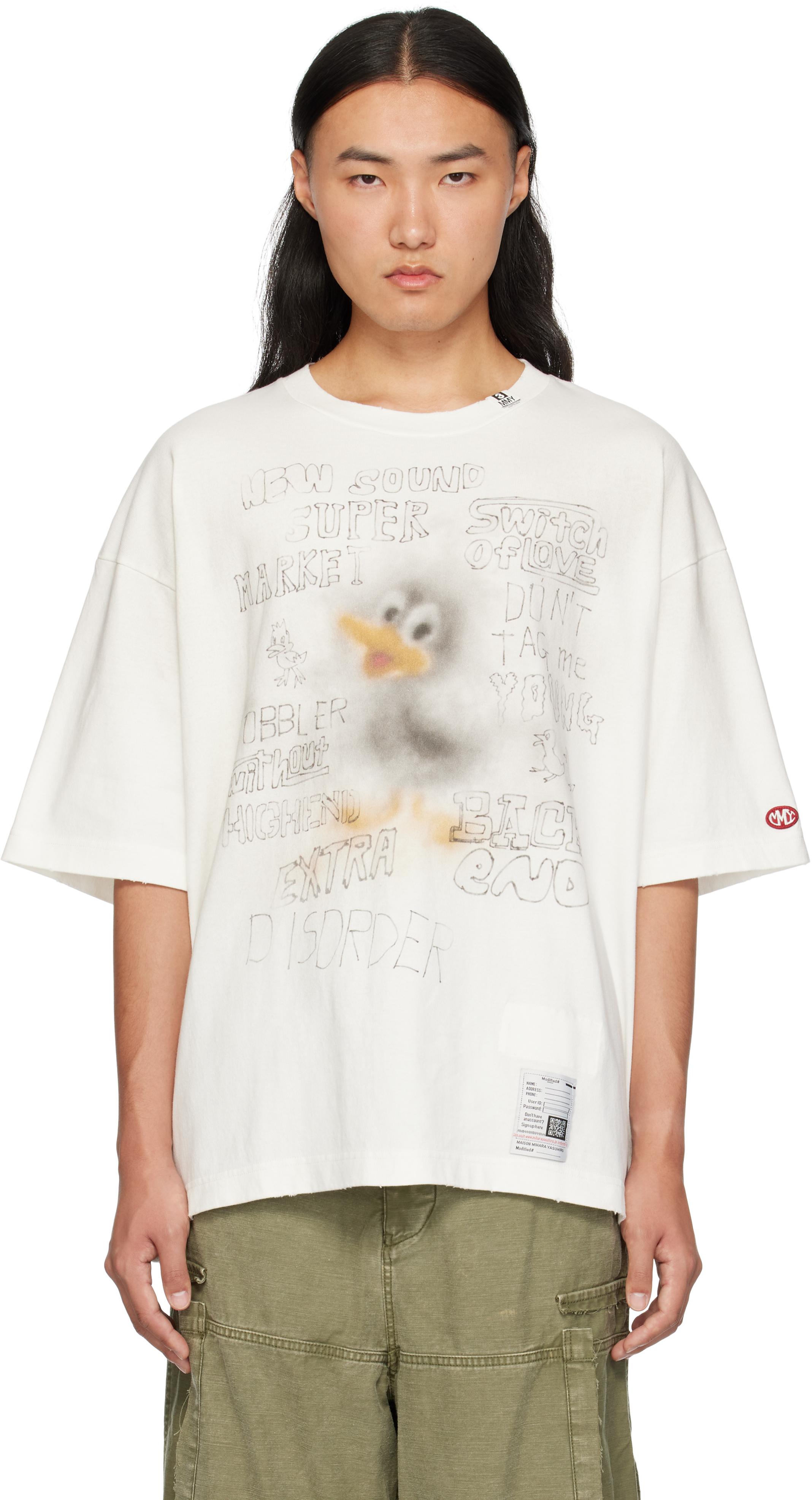Maison Mihara Yasuhiro Duck Printed Distressed T-Shirt in