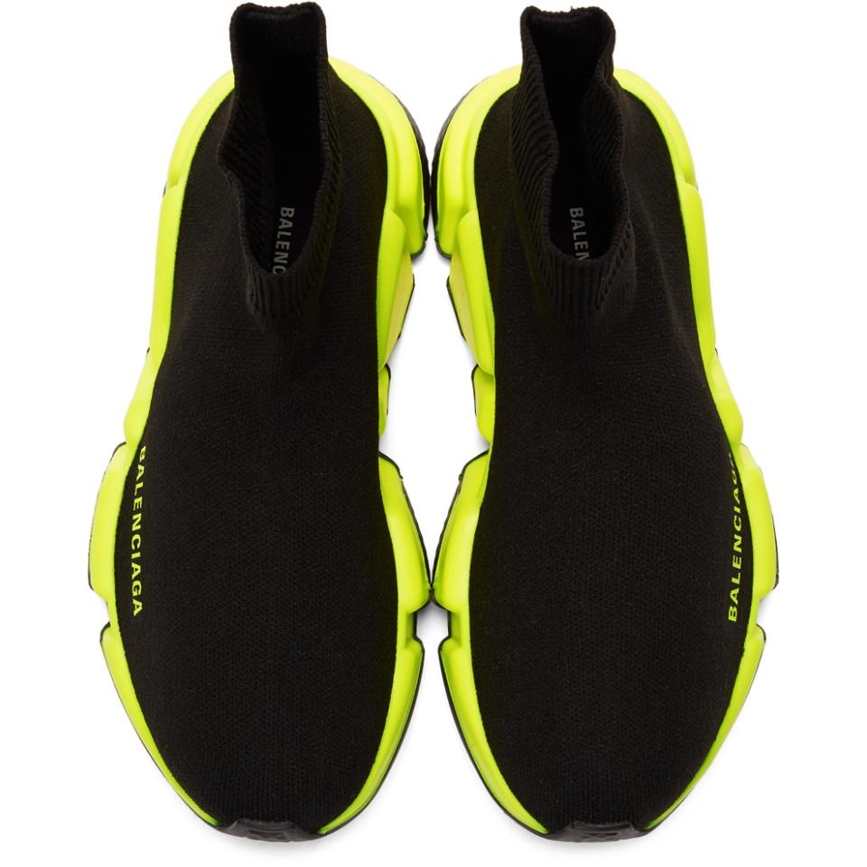 Balenciaga Black And Yellow Speed Sneakers | Lyst