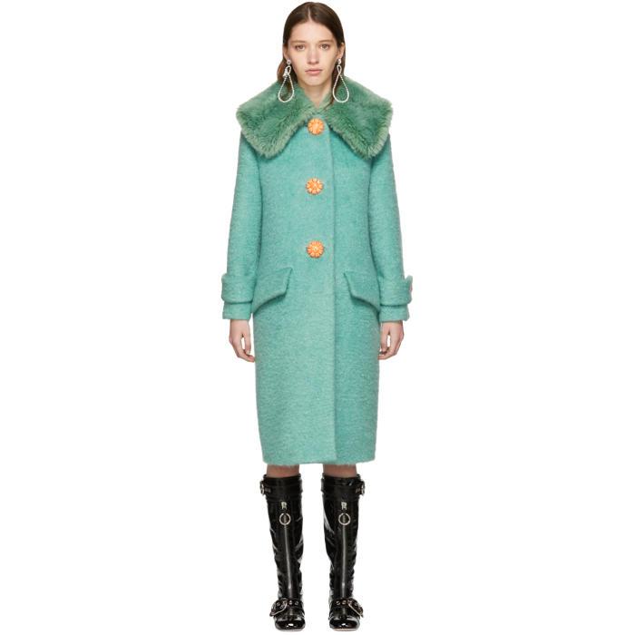 Miu Miu Green Mohair Coat Lyst