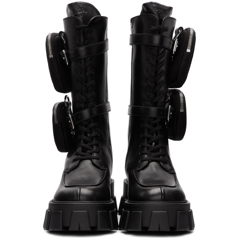 Prada Black Pocket Military Boots | Lyst