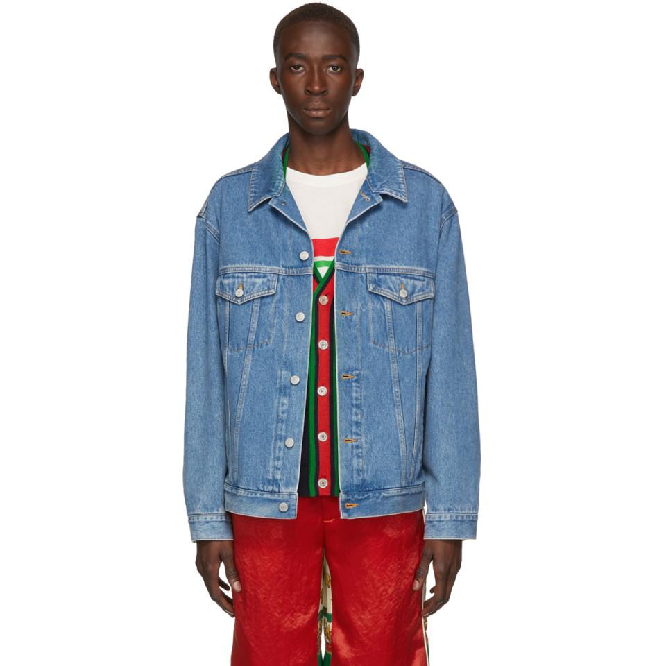 Gucci Blue Denim Band Jacket for Men - Lyst