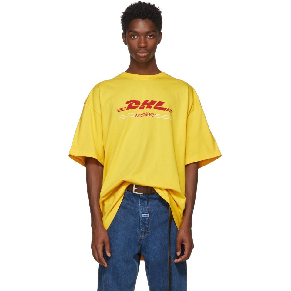 korn kandidat Fiasko Vetements Yellow Dhl Double T-shirt for Men | Lyst