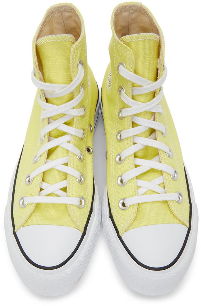Converse Yellow Color Platform Taylor All High Sneakers