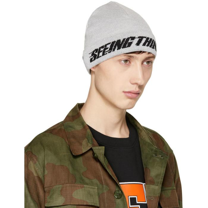 tand ihærdige Forord Off-White c/o Virgil Abloh Synthetic Grey 'seeing Things' Beanie in Gray  for Men - Lyst
