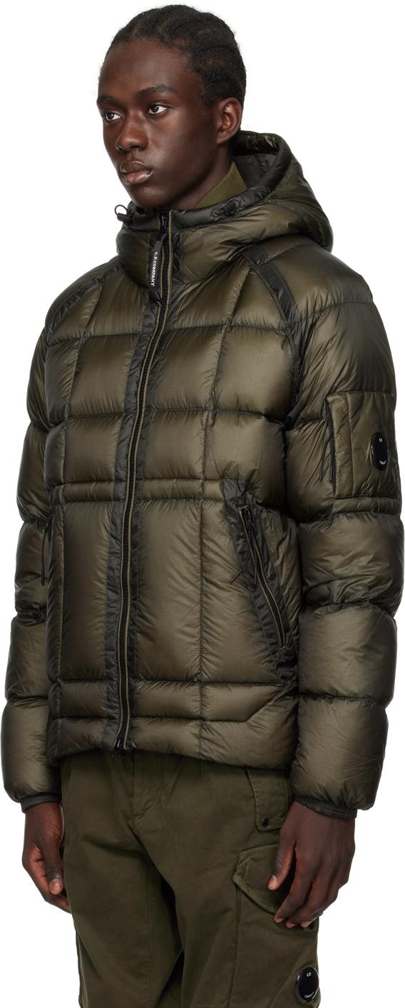 Khaki hooded puffer jacket hotsell