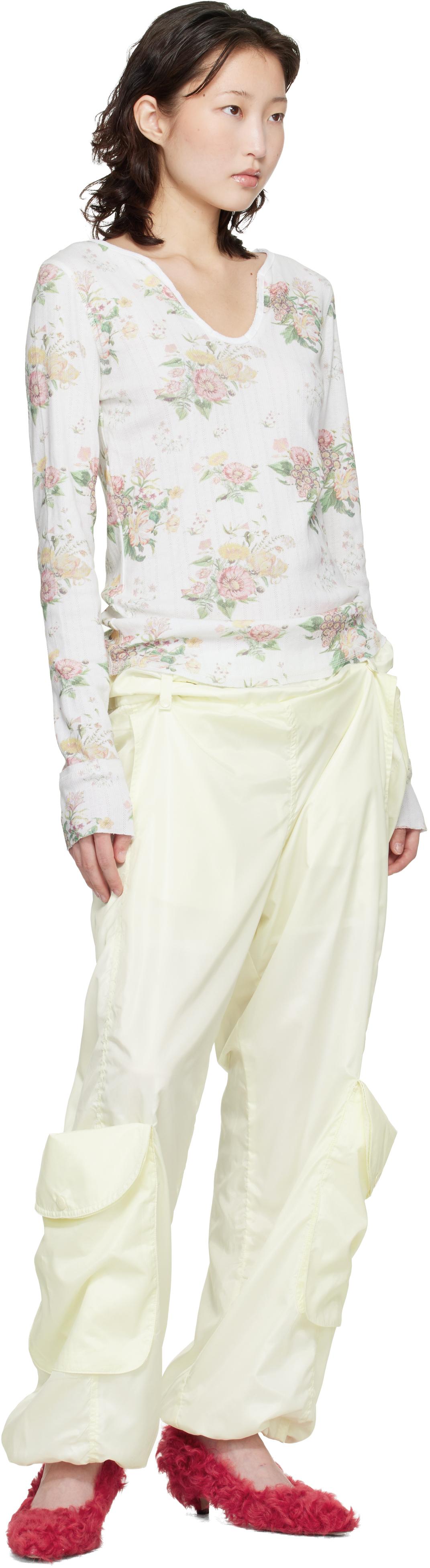 OPEN YY Floral Hook Long Sleeve Henley in White | Lyst Canada