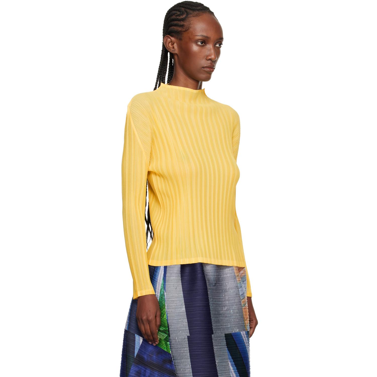 Yellow Pleats Please Issey Miyake Tops for Women | Lyst