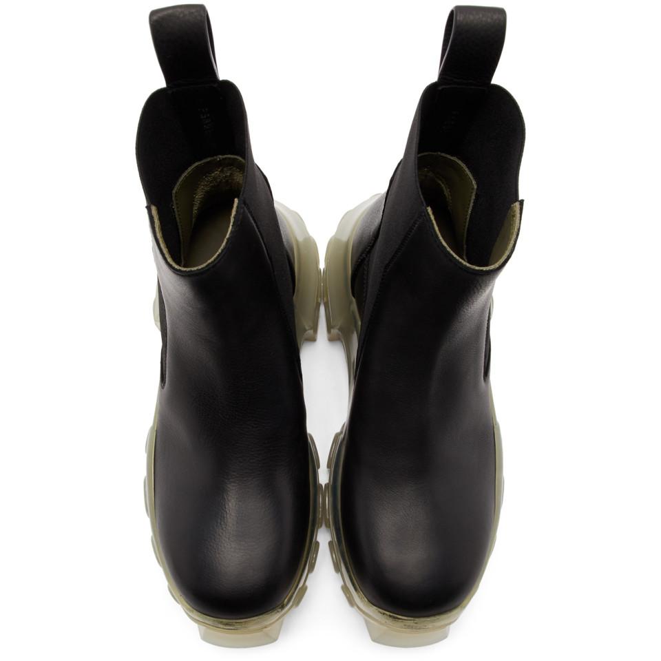 Rick Owens Black And Transparent Bozo Tractor Beetle Boots | Lyst