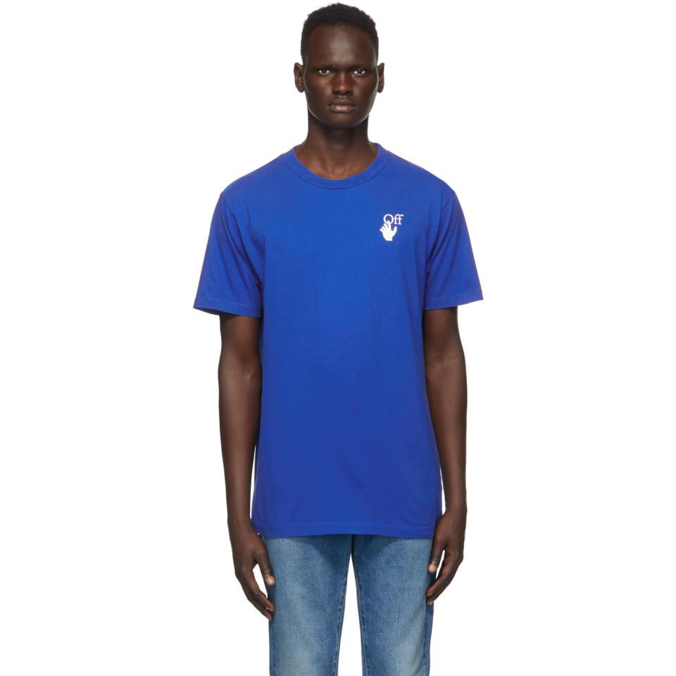 Off-White c/o Virgil Abloh Cut Here Print T-shirt in Blue for Men