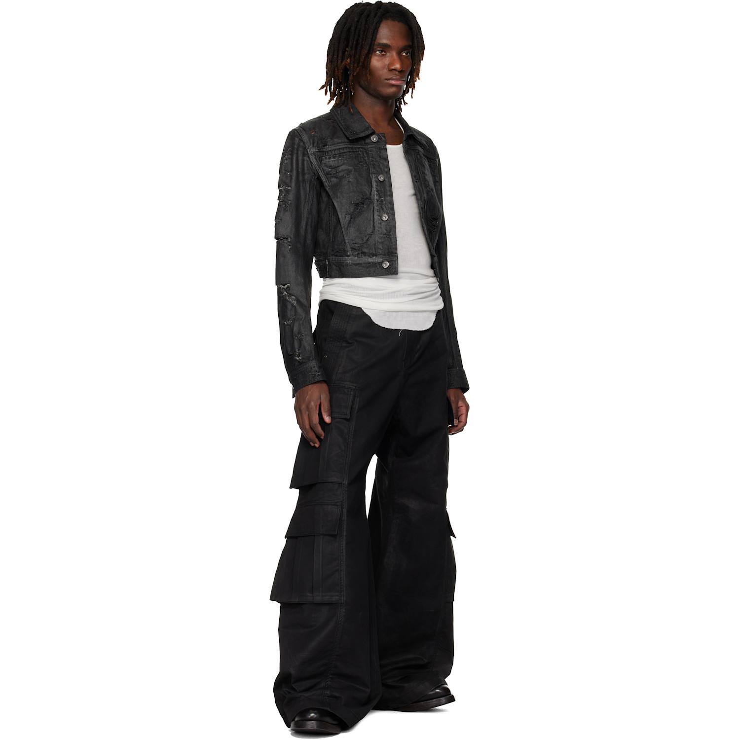 DET BLEV SENT クロップドジャケット メンズ Det Blev Sent ブラック Waxed Cropped Bayard デニム