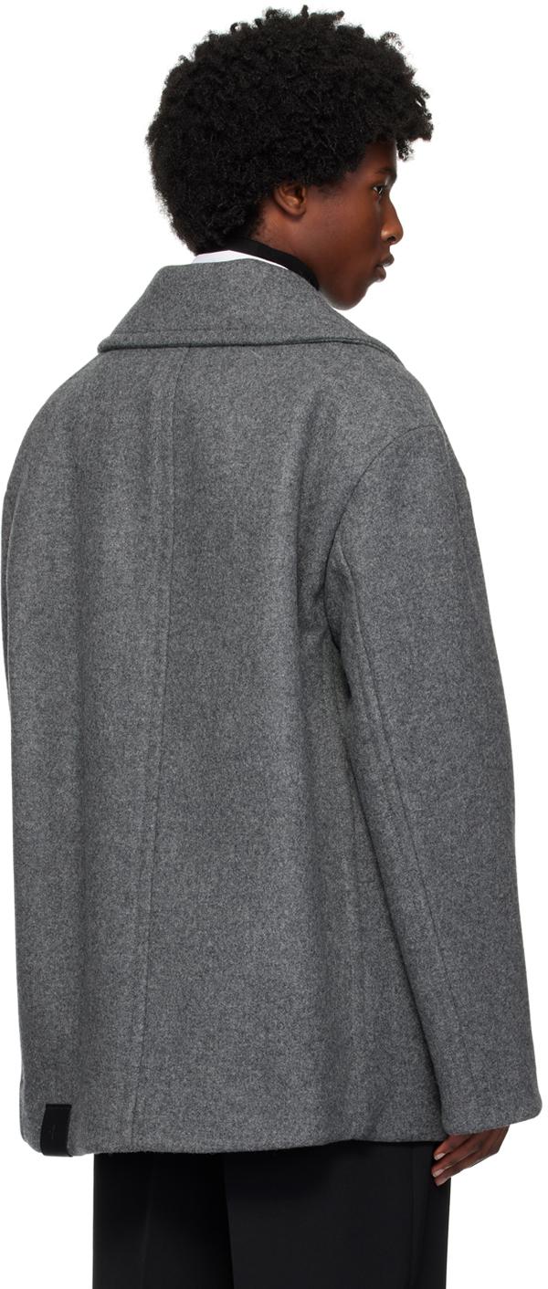 JIL SANDER グレー ダブルブレストピーコート