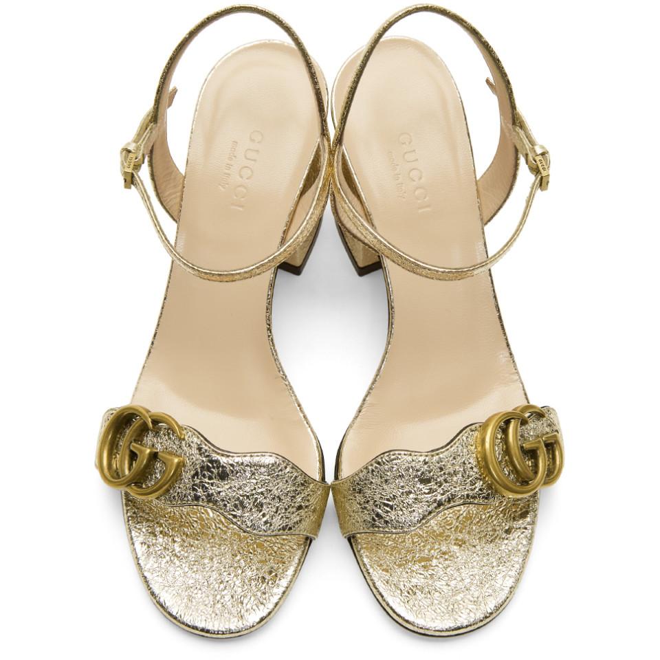 gold gucci marmont sandals