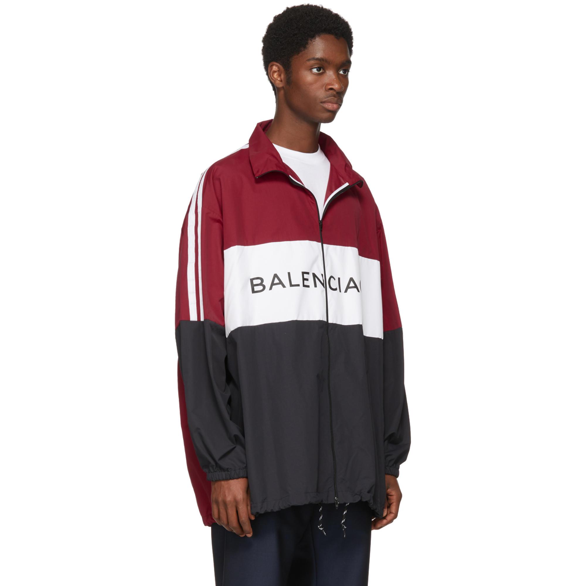 Balenciaga Synthetic Black And Red Logo Track Jacket for Men - Lyst