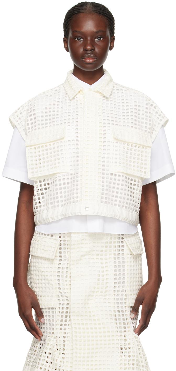 Sacai レディース オフホワイト シア シャツ トップス