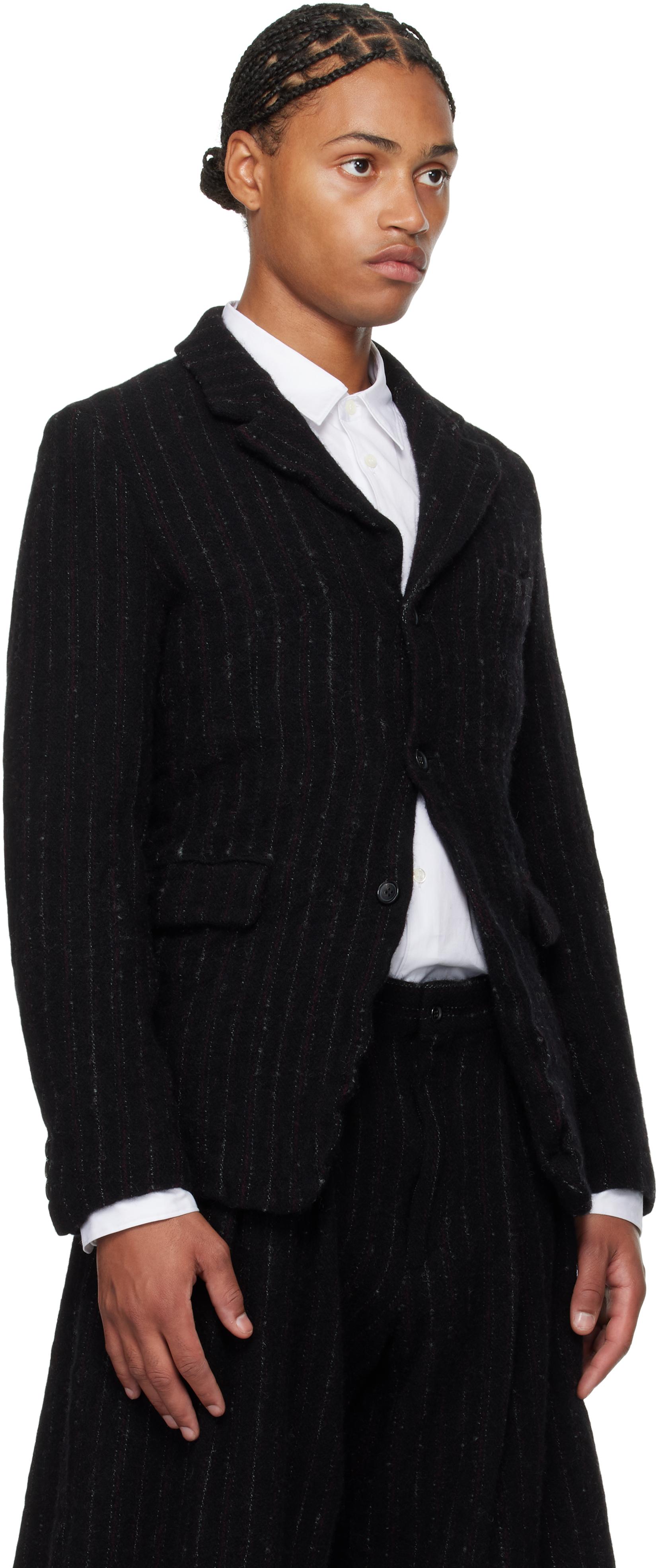 Comme des Garçons メンズ ブラック ウール ストライプ テーラード 
