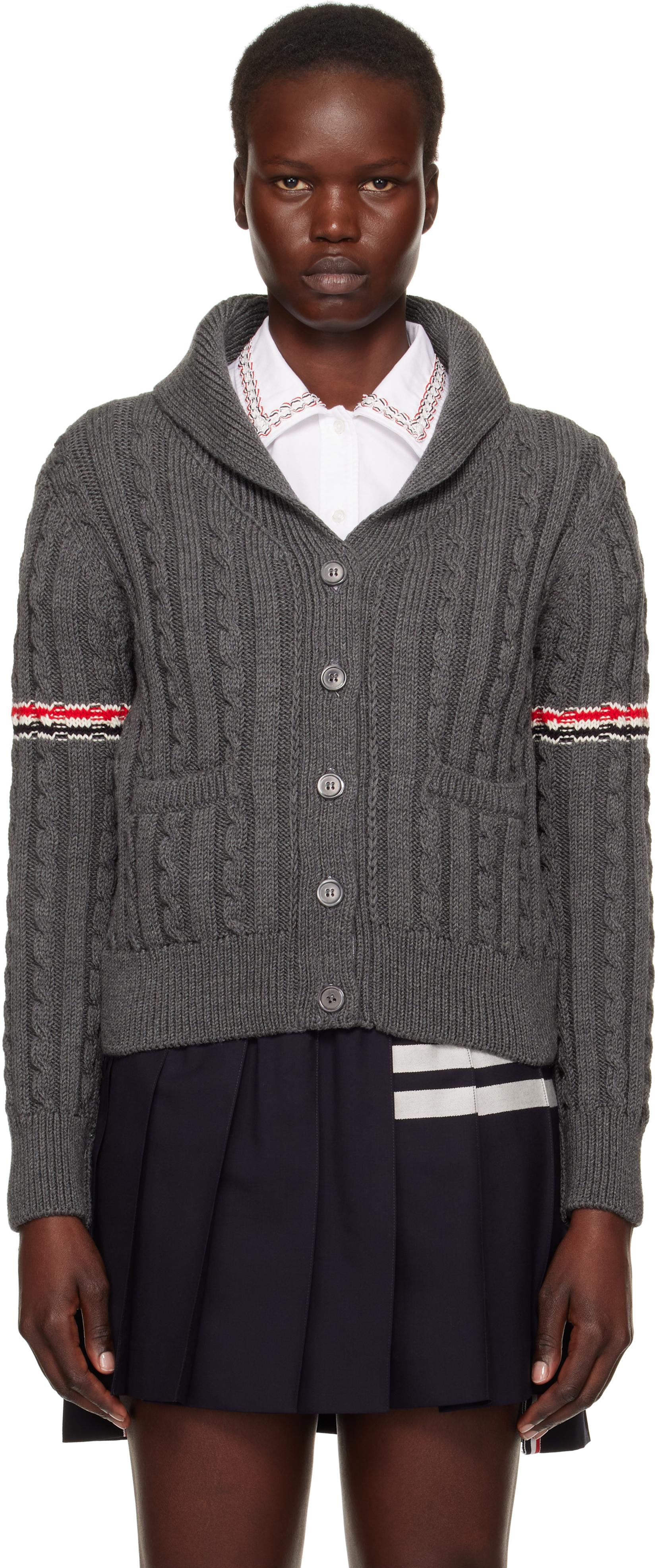 THOM BROWNE グレー ニットカーディガン サイズ3