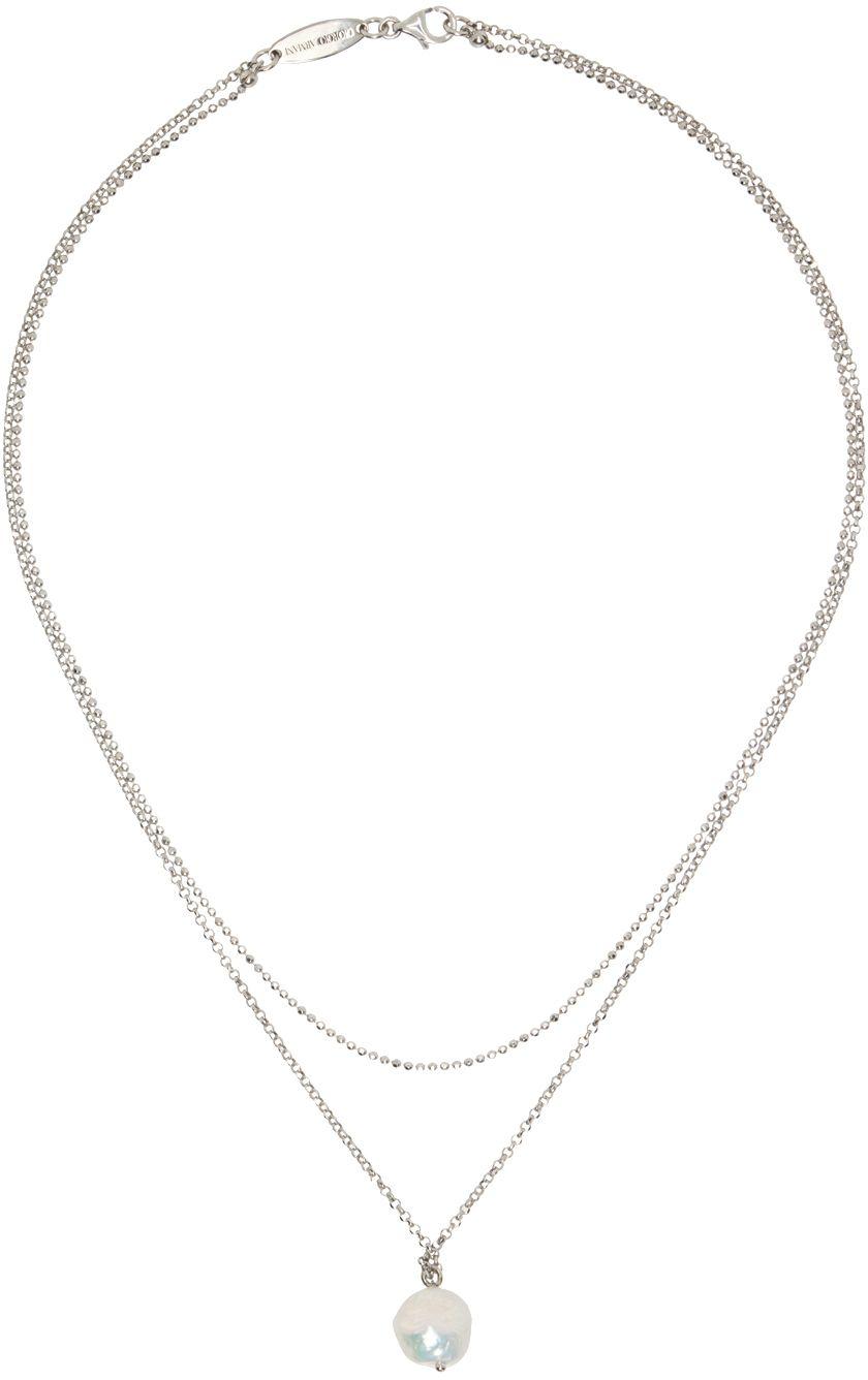 Giorgio Armani Silver Tiered Necklace in White for Men | Lyst
