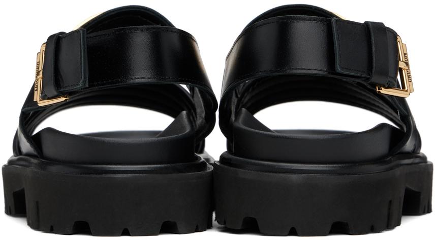 MOSCHINO レザーサンダル Moschino ラインストーン レザーサンダル | ブラック | FARFETCH JP