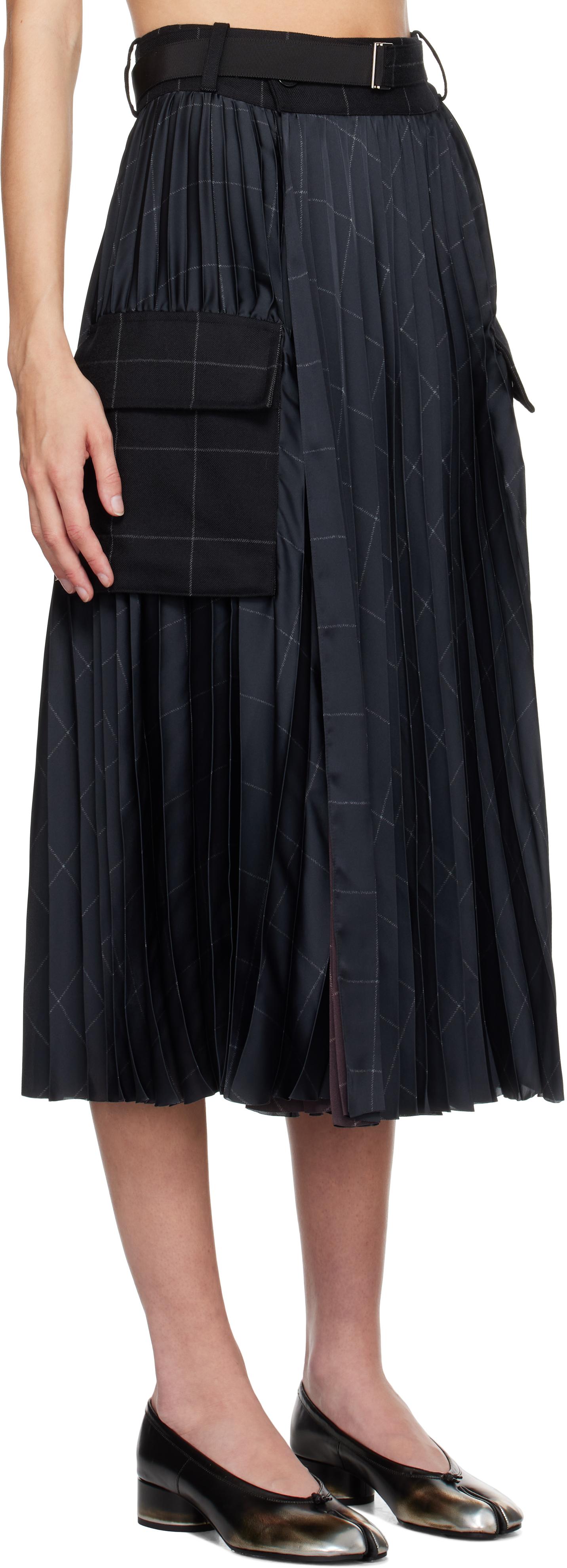 Sacai レディース ブラック ウィンドウペン ミディアムスカート スカート