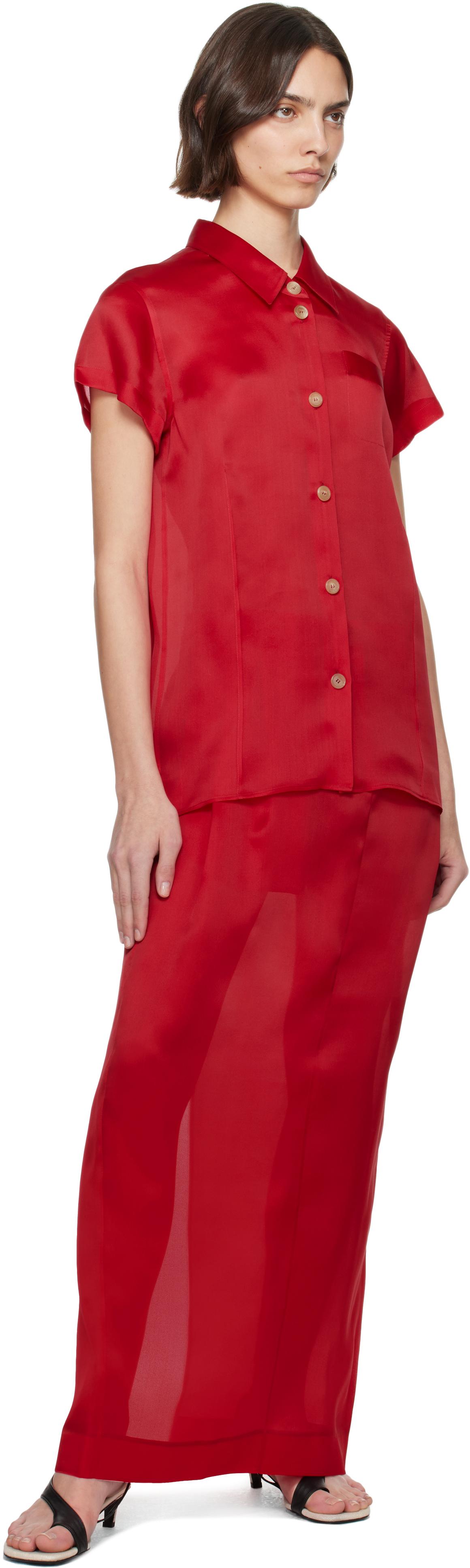 【関税込み】KHAITE レッド Lucian マキシスカート KHAITE Lucian Maxi Skirt | Red | FARFETCH