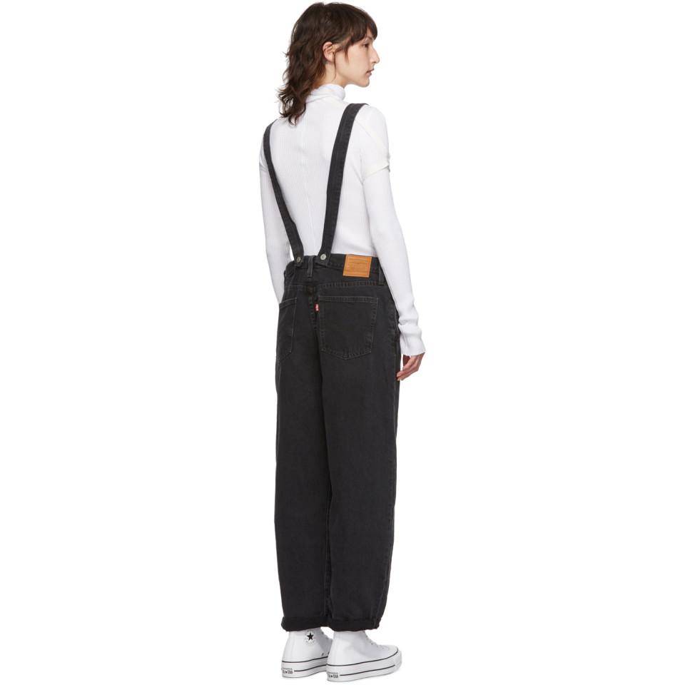 Levi's Black Baggy Overalls | Lyst