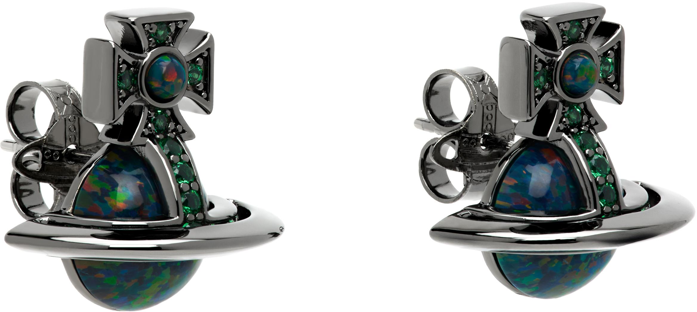 Vivienne Westwood Gunmetal Franca Earrings in Black for Men