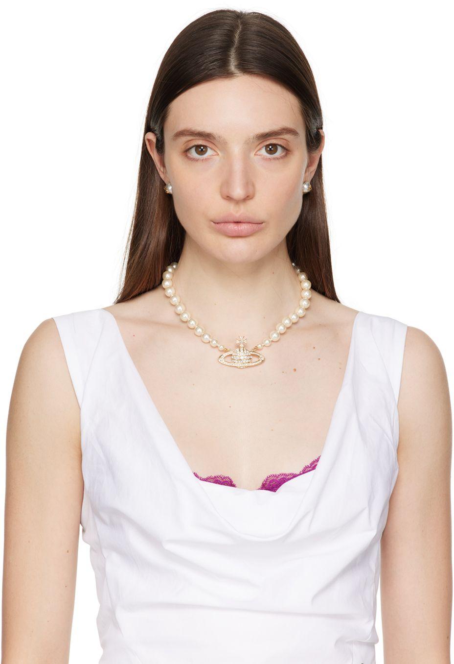 Vivienne Westwood｜JEWERLY (ONE ROW PEARL BAS RELIEF CHO VIVIENNE WESTWOOD PEARL BAS RELIEF CHOKER SILVER NEW SEASON
