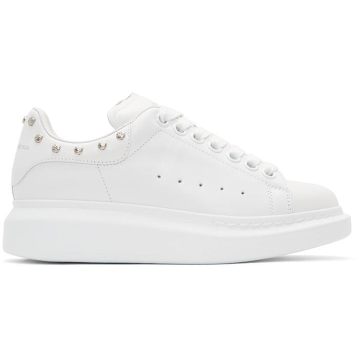 Alexander McQueen Leather White Studded Oversized Sneakers | Lyst