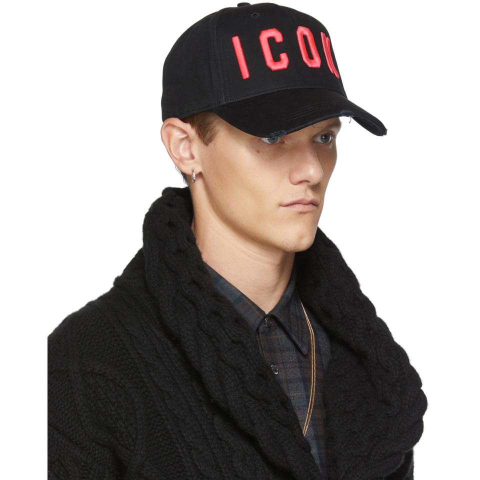 DSquared² Cotton Black And Pink Icon Baseball Cap for Men - Lyst