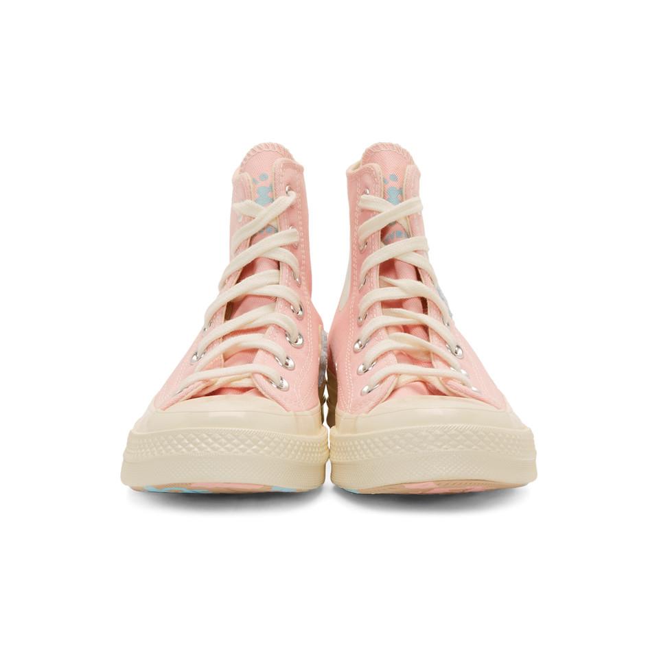 converse rose fleur