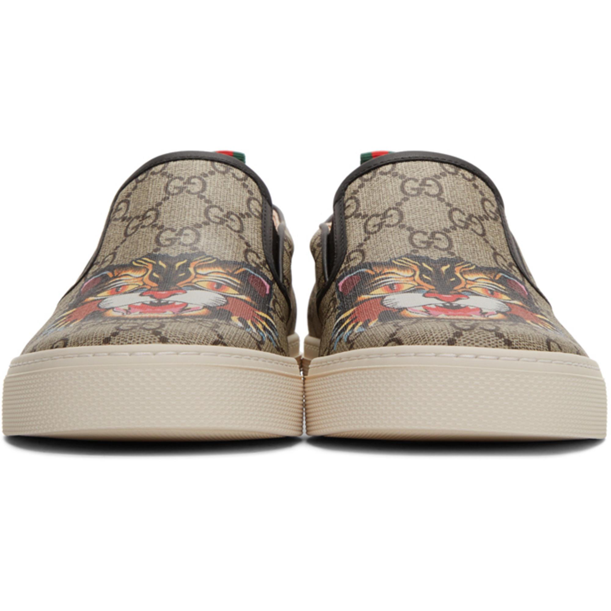 Gucci Beige Gg Supreme Angry Cat Dublin Slip-on Sneakers in Natural for Men  | Lyst
