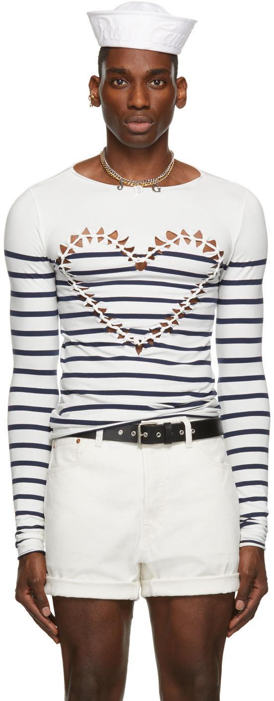 T-shirt à manches longues Sailor Heart blanc Les Marins exclusif à SSENSE Jean  Paul Gaultier pour homme en coloris Blanc | Lyst