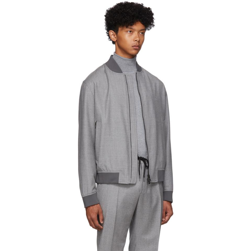 BOSS by HUGO BOSS Grey Wool Bomber Jacket in Gray for Men | Lyst