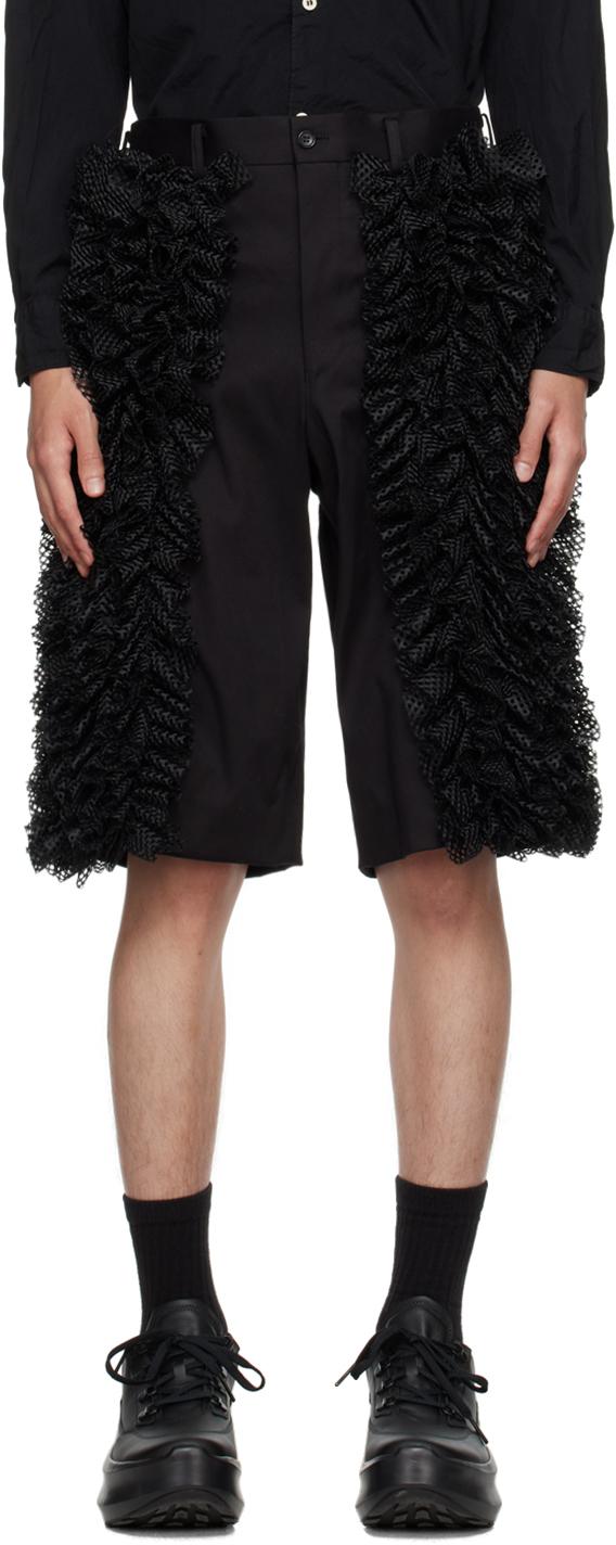 Comme des Garçons メンズ ブラック ラッフル ショートパンツ ハーフパンツ