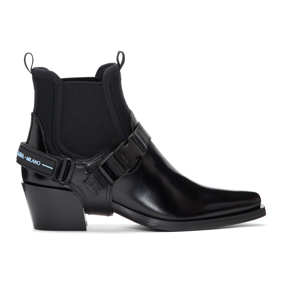 Prada Western Leather Ankle Boot in 