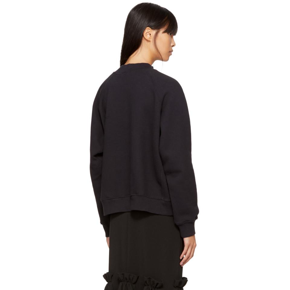 Download YMC Cotton Black Mock Neck Sweatshirt - Lyst