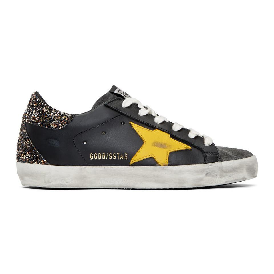 black glitter golden goose sneakers