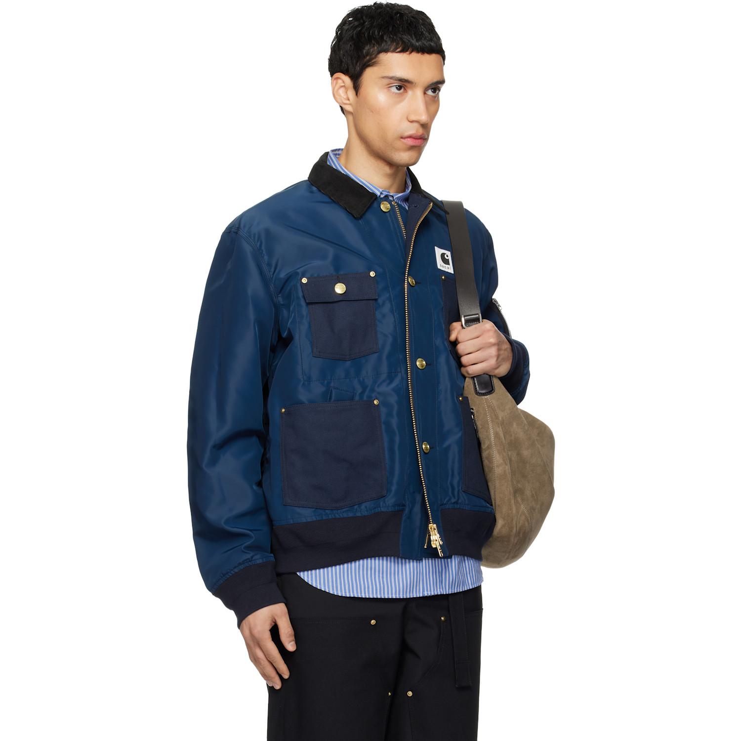 Sacai Carhartt Wip Edition Nylon Twill & Duck Jacket in Blue for