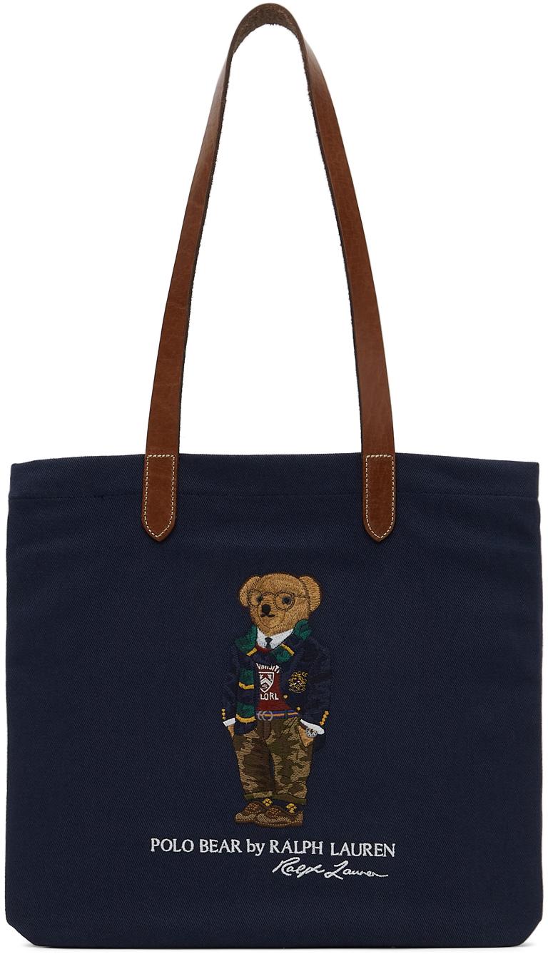 Polo Ralph Lauren Cotton Navy Polo Bear Tote in Blue for Men | Lyst