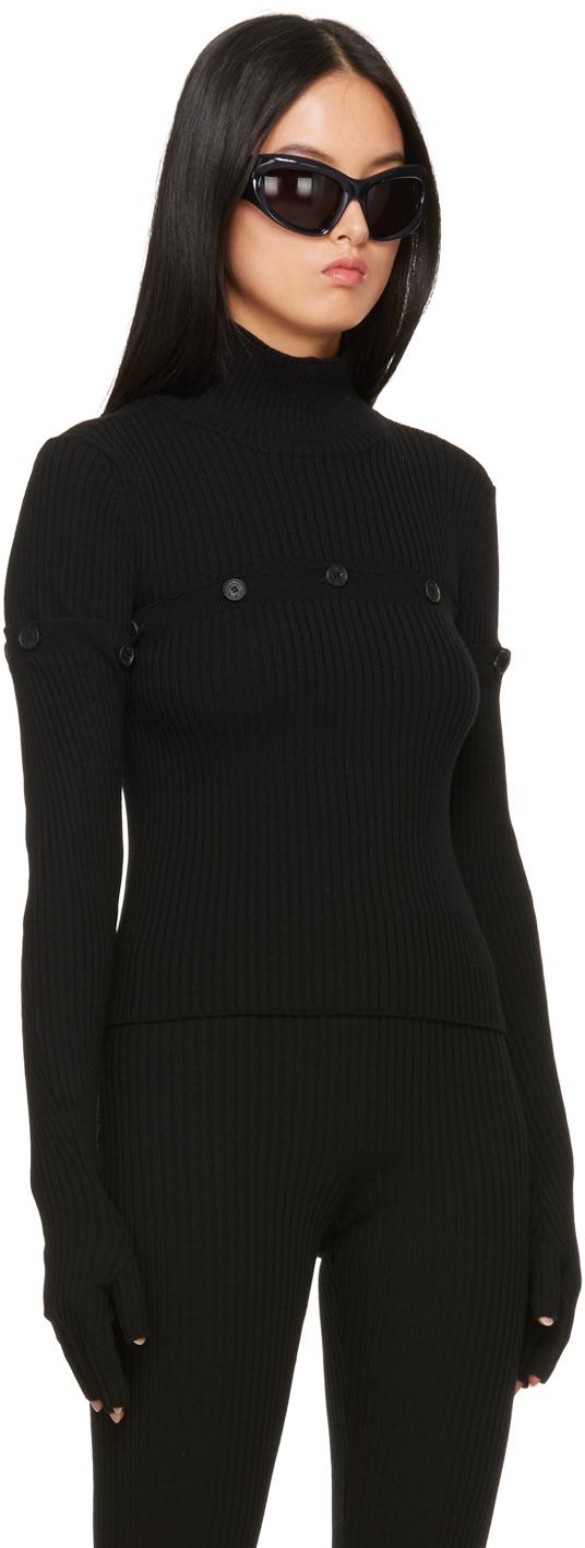 JEAN PAUL GAULTIER タートルネック 黒 リブ編み JEAN PAUL GAULTIER タートルネック 黒 リブ編み