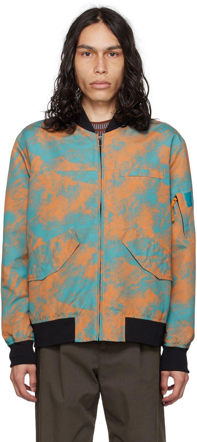 PS by Paul Smith Blue & Orange Graphic Bomber Jacket in Black for