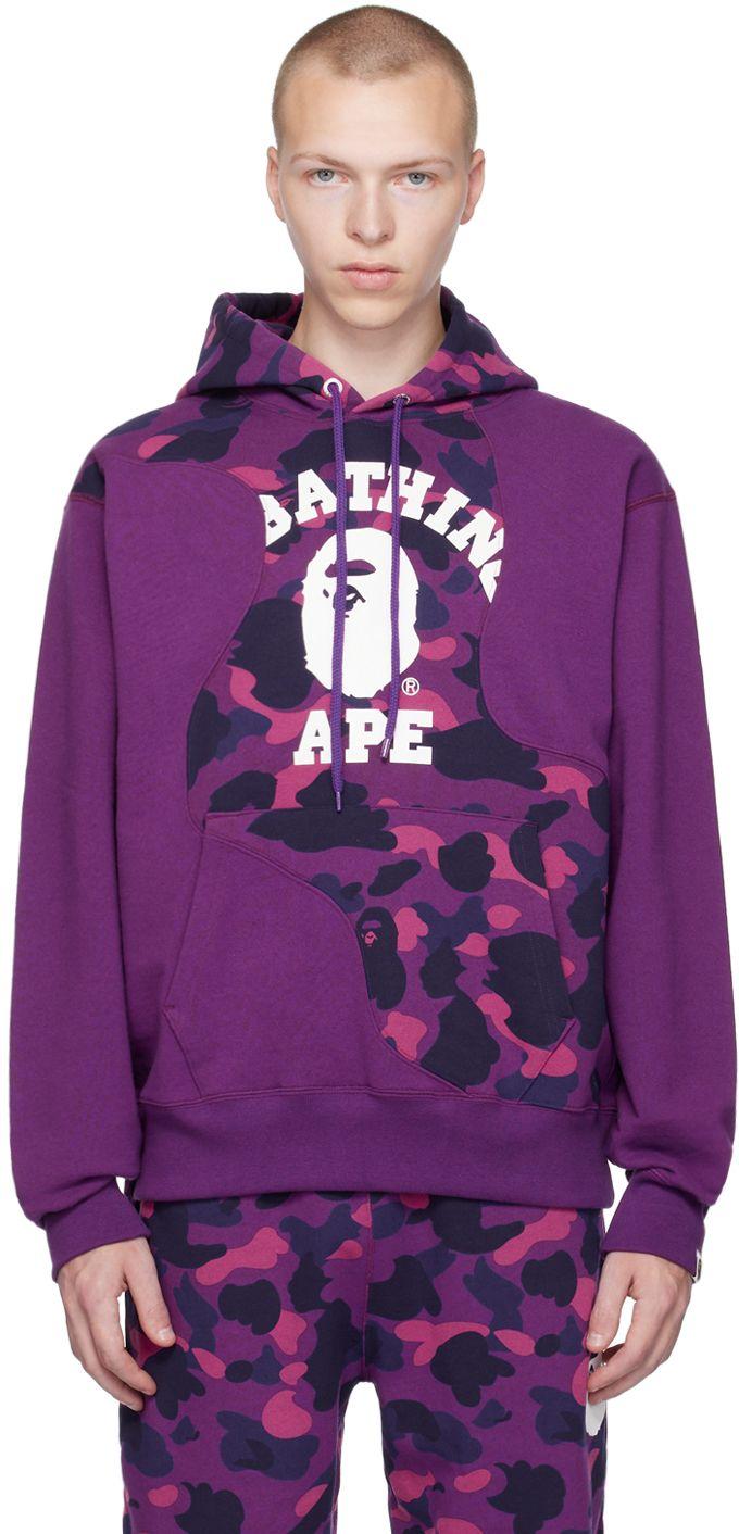 A Bathing Ape Camo College Cutting Hoodie in Purple for Men