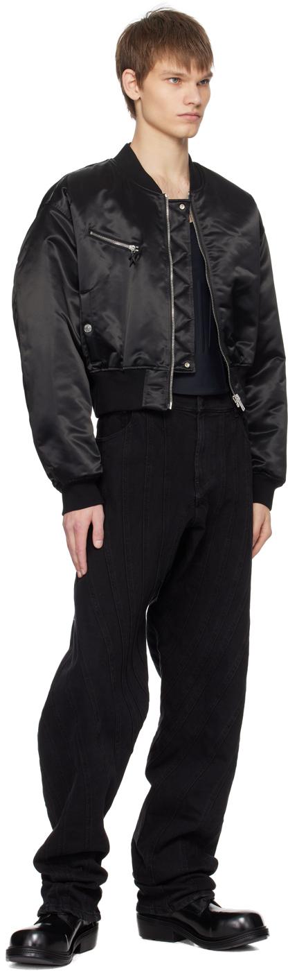 【関税込み】Mugler ブラック クロップド ボンバージャケット メンズ Mugler クロップド ボンバージャケット ブラック | Lyst
