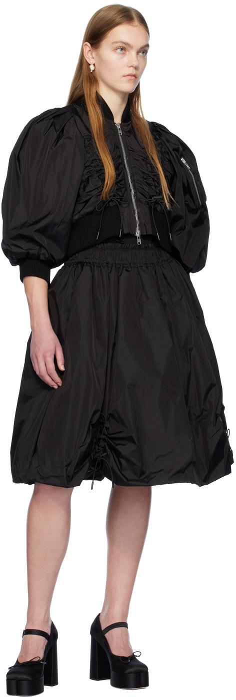 Simone Rocha レディース ブラック ルーシュ ミディアムスカート Simone Rocha レディース ブラック ルーシュ ミディアムスカート