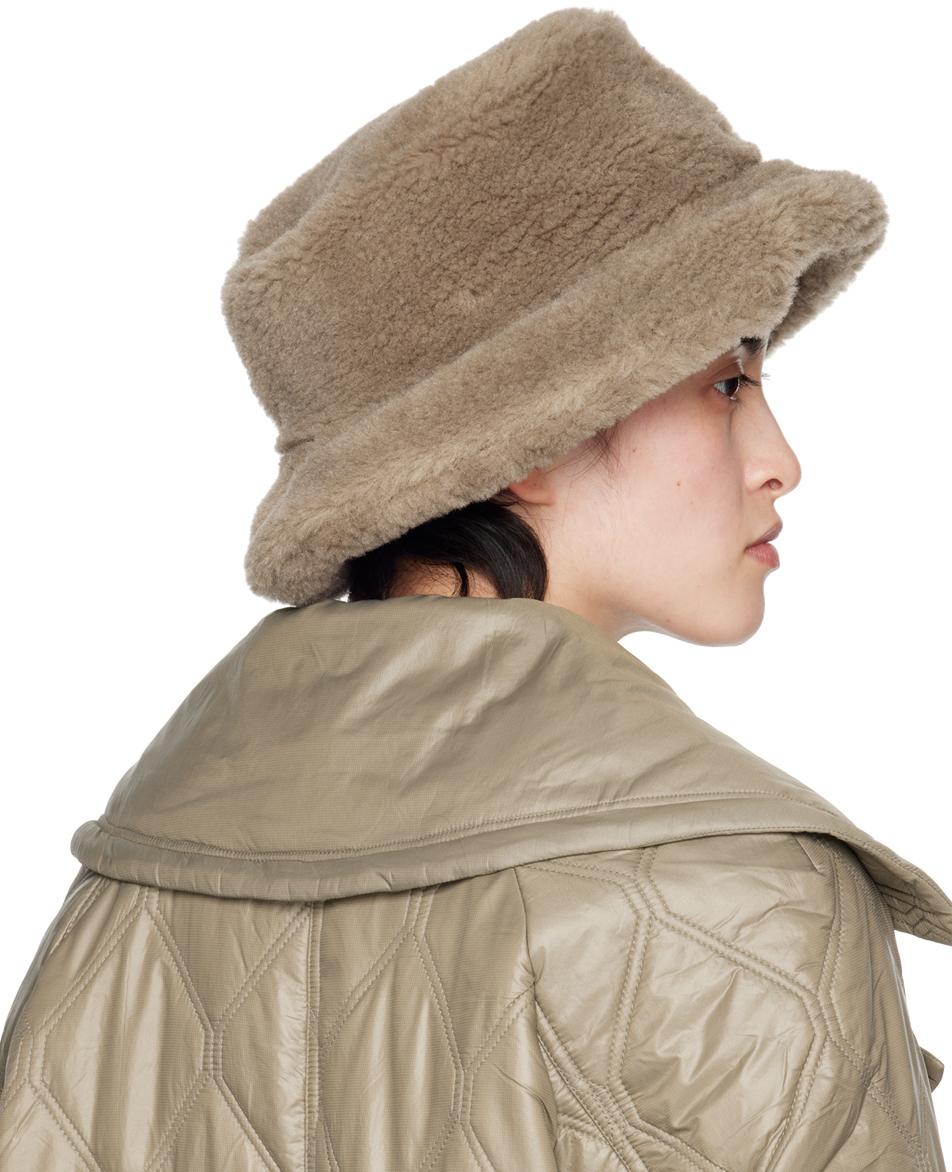 Ganni Taupe Fluffy Tech Bucket Hat in Grey | Lyst Australia display picture 1