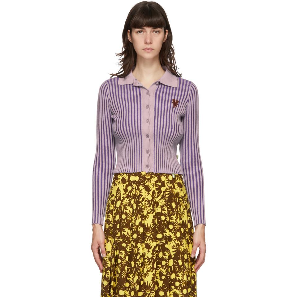 Marc Jacobs Purple Heaven By Ribbed Tiny Teddy Cardigan | Lyst
