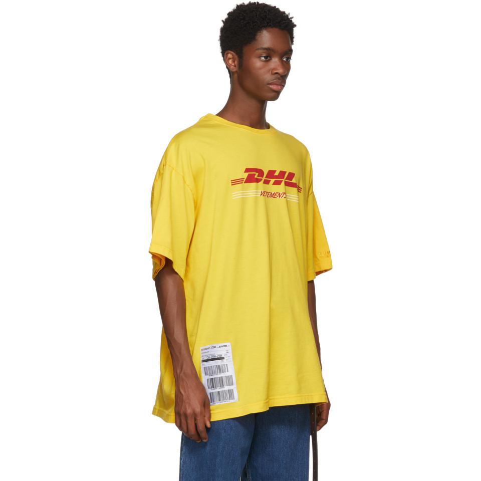 Vetements Cotton Yellow Dhl Double T-shirt for Men - Lyst