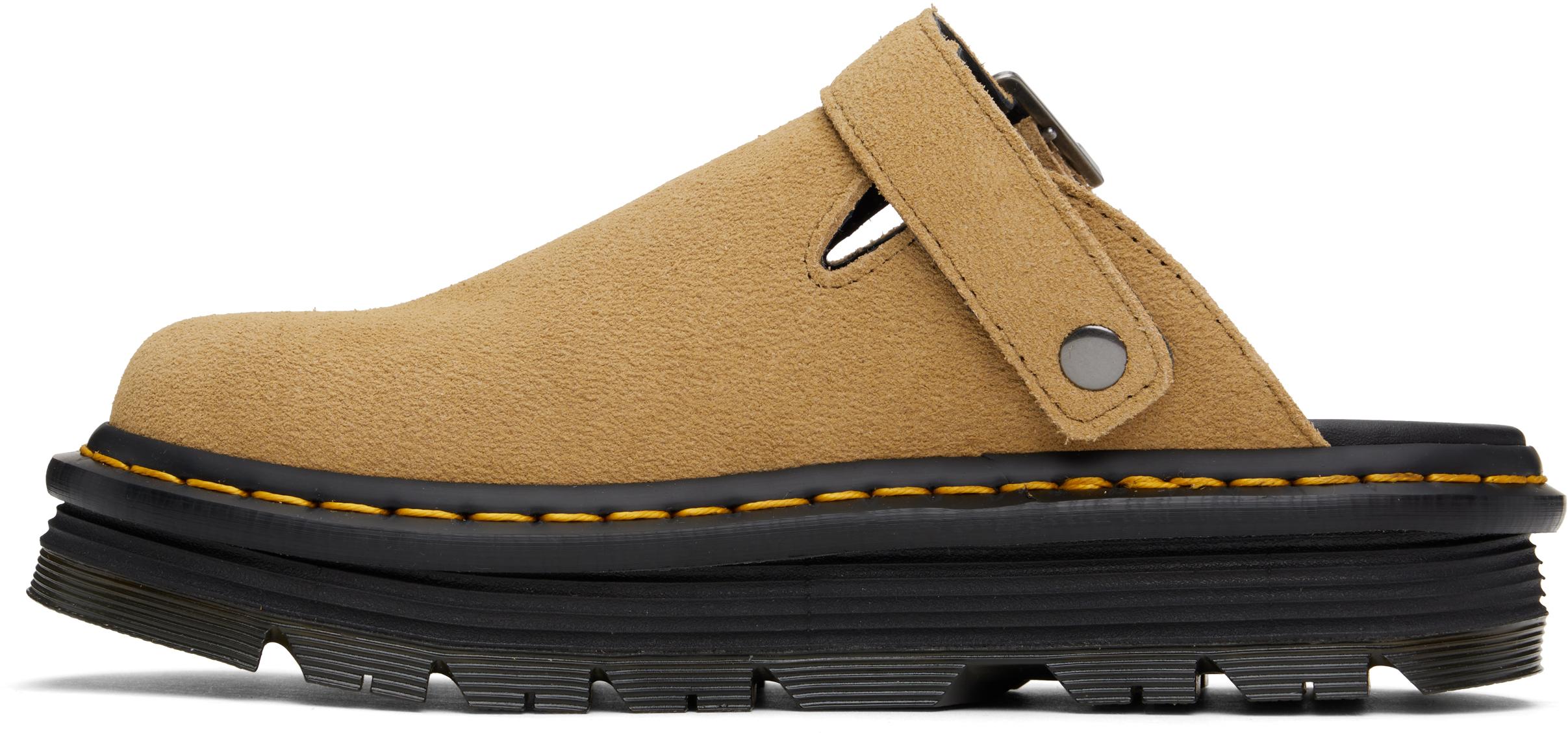Dr.Martens グリーン スエード プラットフォーム スリッポン Dr. Martensのグリーン Zebzag スエード スリングバック
